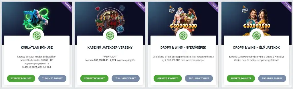 20Bet kaszinó bónusz ajánlatok: korlátlan befizetési bónuszok, nyerőgép versenyek és Drops & Wins promóciók.