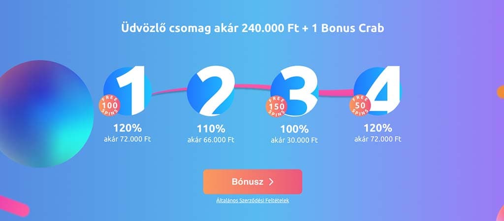 Elérhető üdvözlő csomag a Cadoola kaszinó weboldalán.