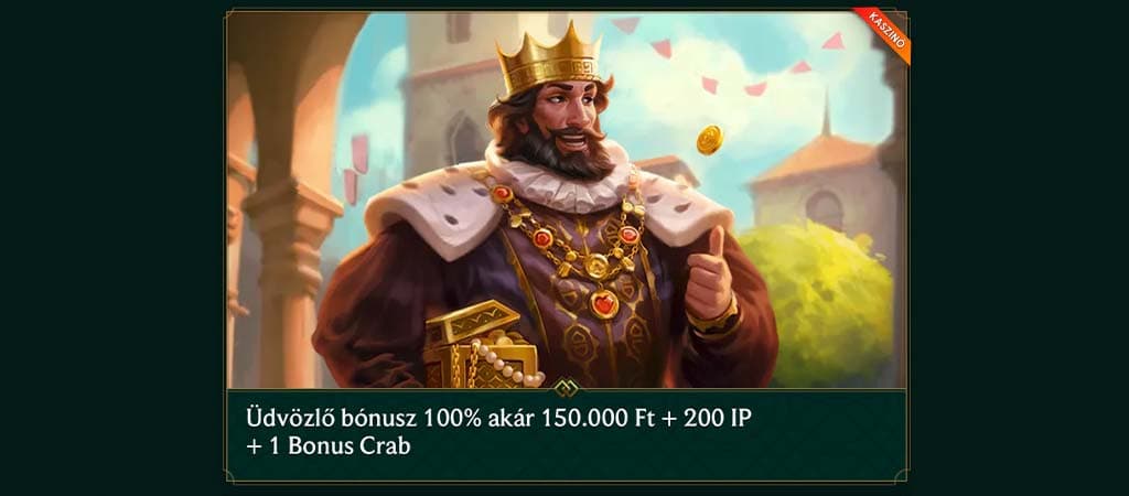  Casinia Casino üdvözlő bónusz 100% akár 150.000 Ft-ig és 200 ingyen pörgetés új játékosoknak.