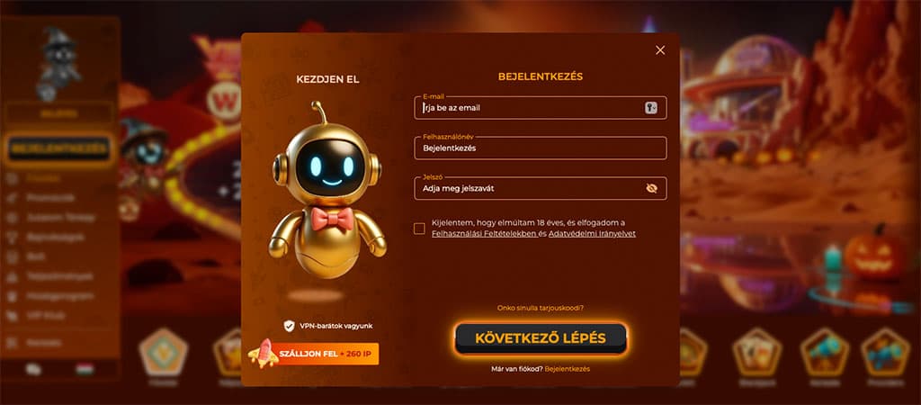 Regisztráció néhány perc alatt a VegaZone online Casino felületén