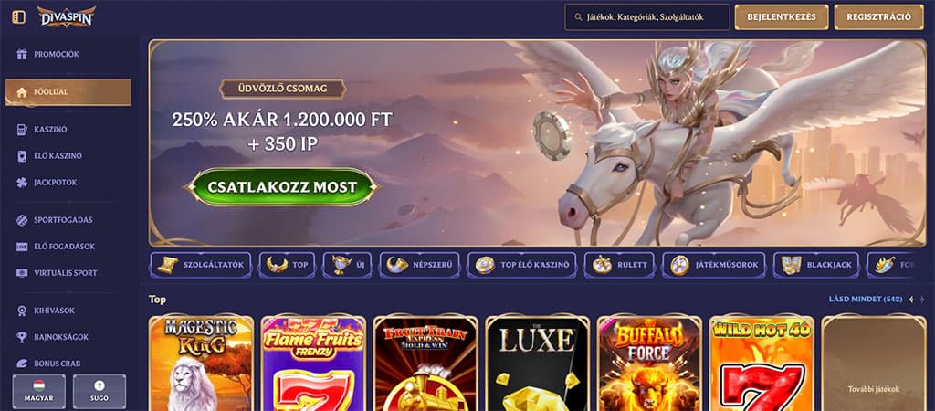 Divaspin Casino a kaszinó egy letisztult és könnyen kezelhető felülettel rendelkezik.