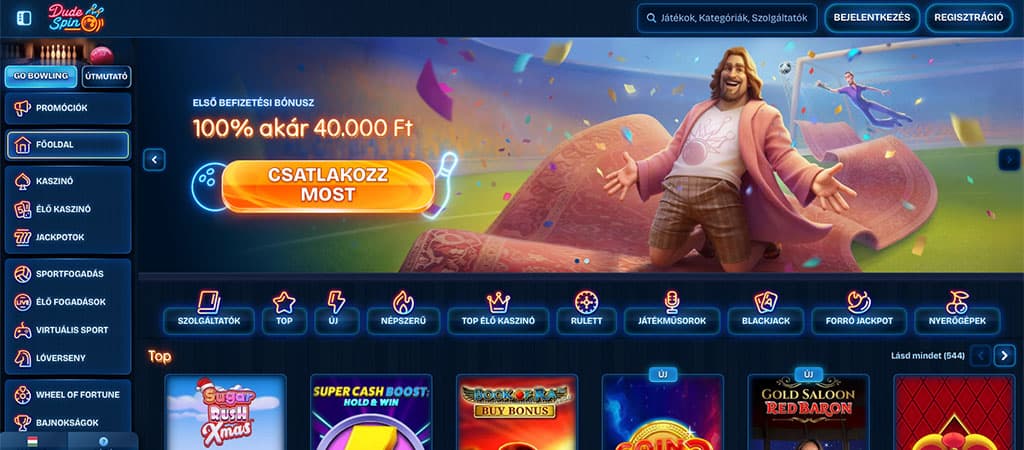 DudeSpin Casino, ahol minden dobás egy új esélyt jelent.