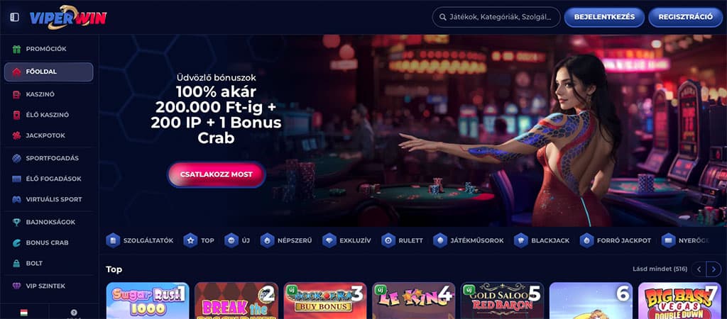Viperwin casino, üdvözlő bónusz, bonus crab