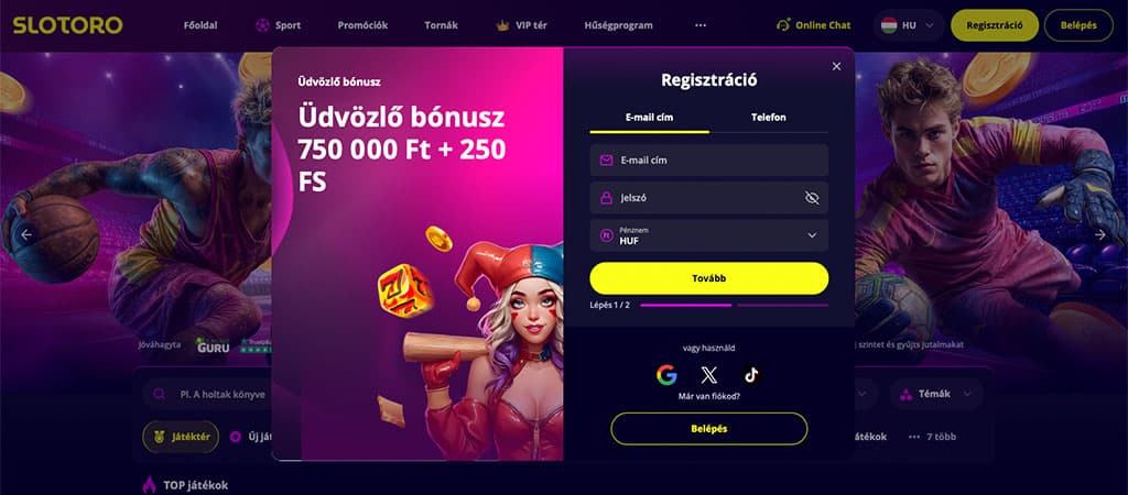 Regisztrálj egyszerűen, akár néhány perc alatt a Slotoro Casino oldalára!