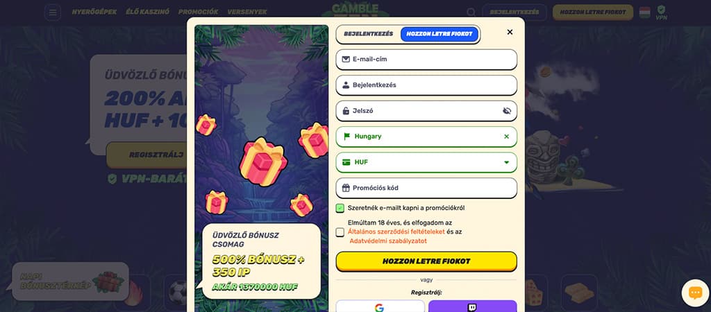 Gamblezen Regisztrációs lépések, casino online