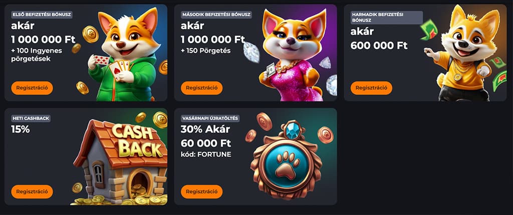 Izgalmas bónuszok a Corgibet Casino kínálatában.