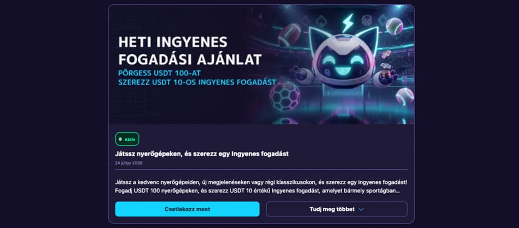 Elérhető kaszinó bónuszok, promóciók és VIP program.