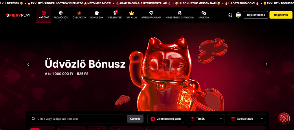 FieryPlay Casino, sziporkázó ajánlatok és kirobbanó nyeremények.