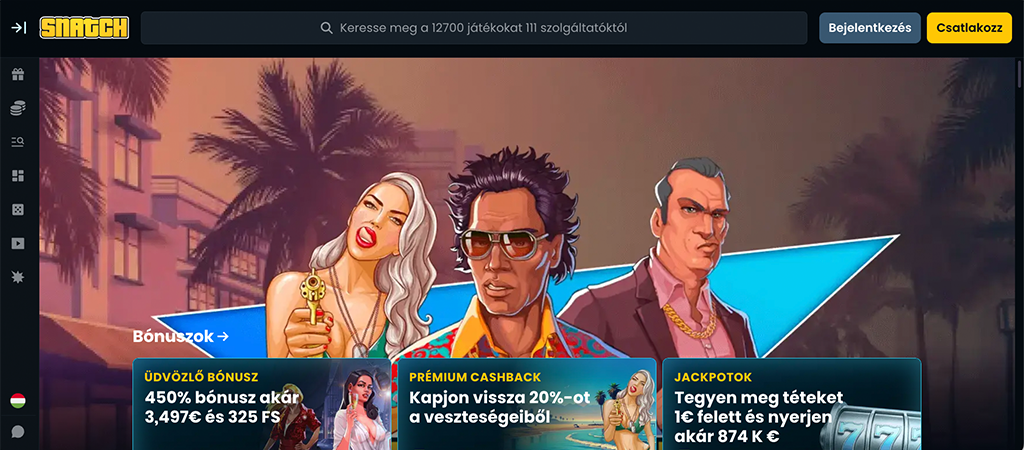 Snatch Casino, nagyvilági ajánlatok az eltökélt játékosoknak.