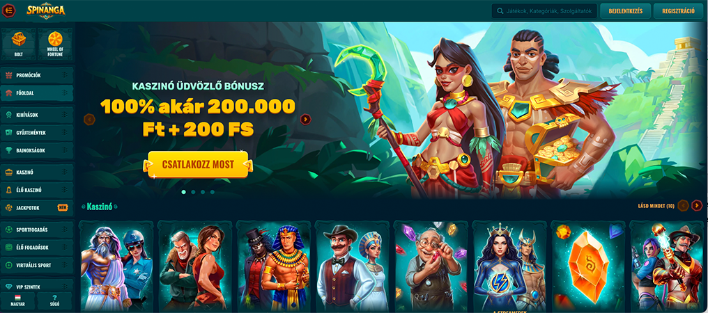 Spinanga Casino, az Azték kincsek téged várnak.