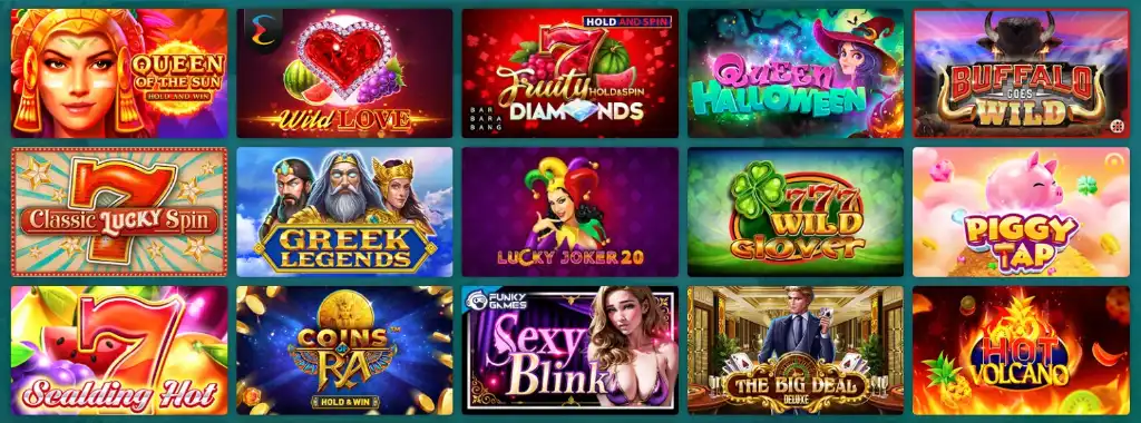 22Bet nyerőgépek: Queen of the Sun, Wild Love, Greek Legends, Sexy Blink, Piggy Tap és további izgalmas slotok.