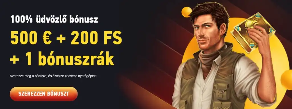 FEZBET üdvözlő bónusz 100% akár 500 € + 200 ingyen pörgetés és 1 bónuszrák, nyerőgépekhez.