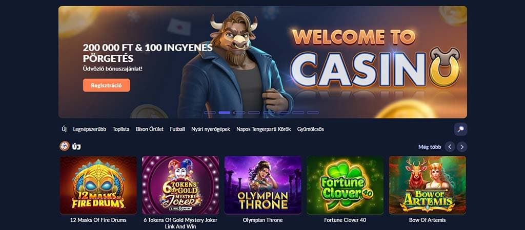 Bison Casino üdvözlő bónusz 200 000 Ft és 100 ingyen pörgetés. Népszerű és új nyerőgépek elérhetőek a főoldalon.
