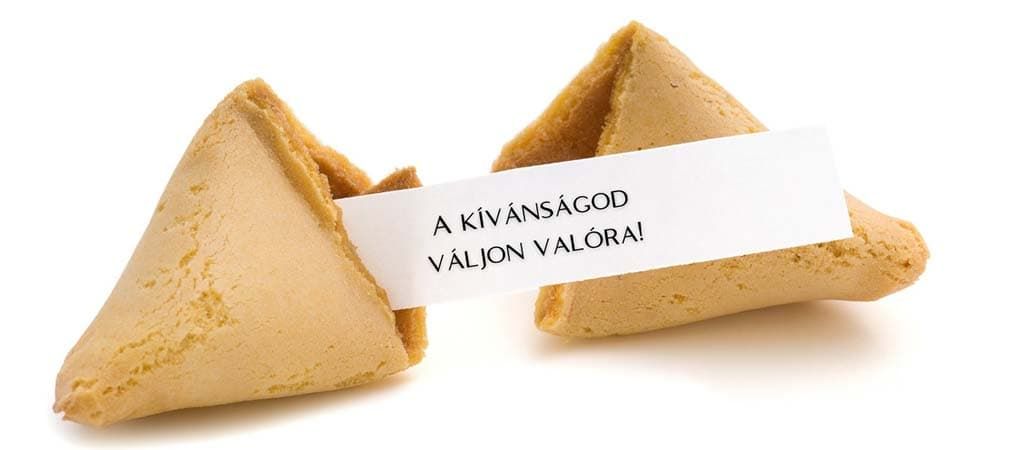 Szerencsesüti felirattal „A kívánságod váljon valóra” üzenettel, fehér háttér előtt.