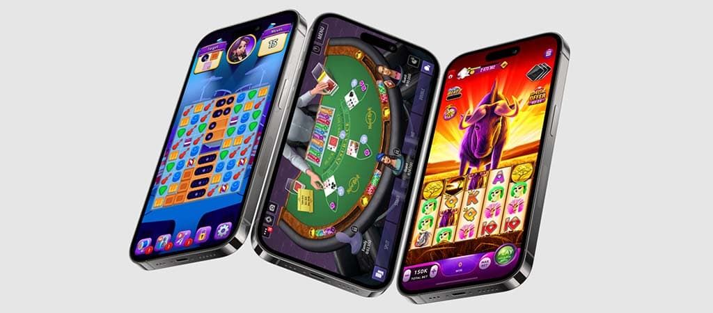 Mobil kaszinó játékok, nyerőgépek, blackjack és ügyességi játékok okostelefonon.