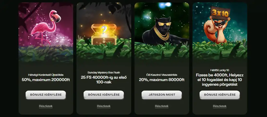 Cashwin Casino ajánlatok, hétvégi bónusz 200 000 Ft-ig, mystery box pörgetések, visszatérítések és ingyenes pörgetések.